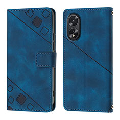 Leather Case Stands Flip Cover Holder YB1 for Oppo A38 Blue