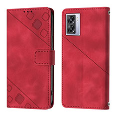 Leather Case Stands Flip Cover Holder YB1 for Oppo A57 5G Red