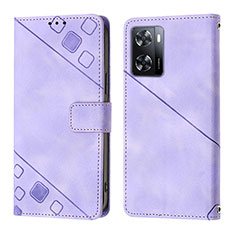 Leather Case Stands Flip Cover Holder YB1 for Oppo A57e Purple