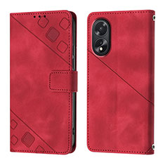 Leather Case Stands Flip Cover Holder YB1 for Oppo A58 4G Red