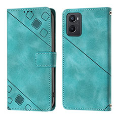 Leather Case Stands Flip Cover Holder YB1 for Oppo A96 4G Green