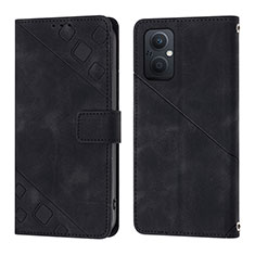 Leather Case Stands Flip Cover Holder YB1 for Oppo A96 5G Black