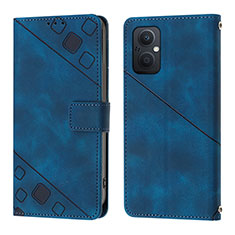 Leather Case Stands Flip Cover Holder YB1 for Oppo A96 5G Blue