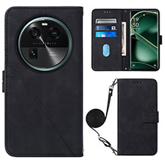 Leather Case Stands Flip Cover Holder YB1 for Oppo Find X6 Pro 5G Black