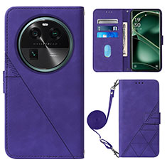 Leather Case Stands Flip Cover Holder YB1 for Oppo Find X6 Pro 5G Purple