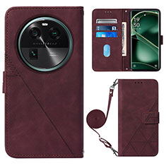 Leather Case Stands Flip Cover Holder YB1 for Oppo Find X6 Pro 5G Red