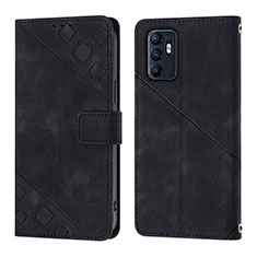 Leather Case Stands Flip Cover Holder YB1 for Oppo Reno6 5G Black