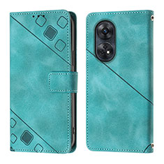 Leather Case Stands Flip Cover Holder YB1 for Oppo Reno8 T 4G Green