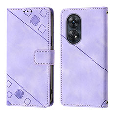 Leather Case Stands Flip Cover Holder YB1 for Oppo Reno8 T 4G Purple