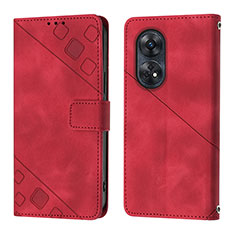 Leather Case Stands Flip Cover Holder YB1 for Oppo Reno8 T 4G Red