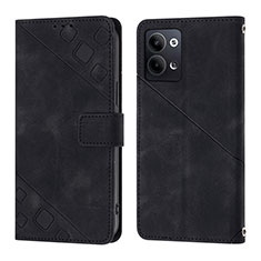 Leather Case Stands Flip Cover Holder YB1 for Oppo Reno9 Pro 5G Black