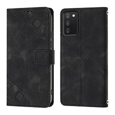 Leather Case Stands Flip Cover Holder YB1 for Samsung Galaxy A02s Black