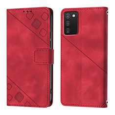 Leather Case Stands Flip Cover Holder YB1 for Samsung Galaxy A02s Red