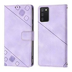 Leather Case Stands Flip Cover Holder YB1 for Samsung Galaxy A03s Purple