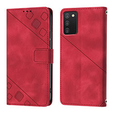 Leather Case Stands Flip Cover Holder YB1 for Samsung Galaxy A03s Red