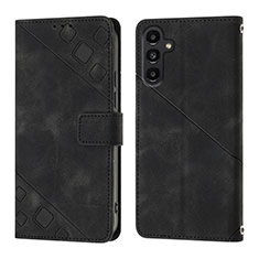 Leather Case Stands Flip Cover Holder YB1 for Samsung Galaxy A04s Black