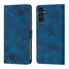 Leather Case Stands Flip Cover Holder YB1 for Samsung Galaxy A04s Blue