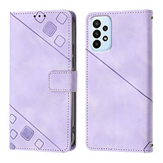 Leather Case Stands Flip Cover Holder YB1 for Samsung Galaxy A13 4G Purple