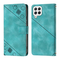 Leather Case Stands Flip Cover Holder YB1 for Samsung Galaxy A22 4G Green