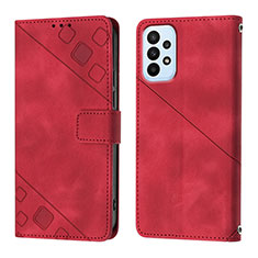 Leather Case Stands Flip Cover Holder YB1 for Samsung Galaxy A32 5G Red