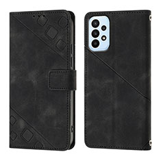 Leather Case Stands Flip Cover Holder YB1 for Samsung Galaxy A52 4G Black