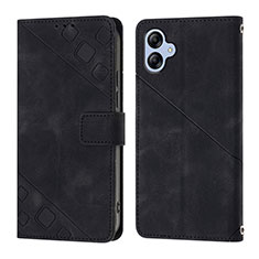 Leather Case Stands Flip Cover Holder YB1 for Samsung Galaxy F04 Black