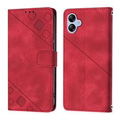 Leather Case Stands Flip Cover Holder YB1 for Samsung Galaxy M04 Red