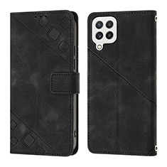 Leather Case Stands Flip Cover Holder YB1 for Samsung Galaxy M32 4G Black