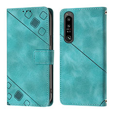 Leather Case Stands Flip Cover Holder YB1 for Sony Xperia 1 IV Green