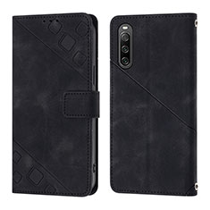 Leather Case Stands Flip Cover Holder YB1 for Sony Xperia 10 IV Black