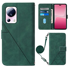 Leather Case Stands Flip Cover Holder YB1 for Xiaomi Mi 13 Lite 5G Green