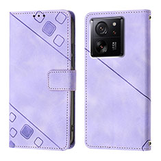 Leather Case Stands Flip Cover Holder YB1 for Xiaomi Mi 13T 5G Purple