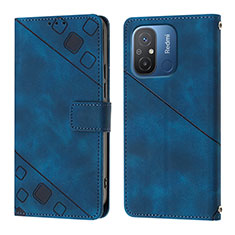 Leather Case Stands Flip Cover Holder YB1 for Xiaomi Poco C55 Blue