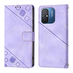 Leather Case Stands Flip Cover Holder YB1 for Xiaomi Poco C55 Purple