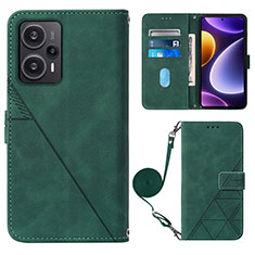 Leather Case Stands Flip Cover Holder YB1 for Xiaomi Poco F5 5G Green