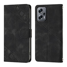 Leather Case Stands Flip Cover Holder YB1 for Xiaomi Poco X4 GT 5G Black