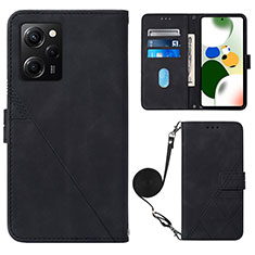 Leather Case Stands Flip Cover Holder YB1 for Xiaomi Poco X5 Pro 5G Black