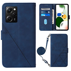 Leather Case Stands Flip Cover Holder YB1 for Xiaomi Poco X5 Pro 5G Blue