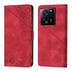 Leather Case Stands Flip Cover Holder YB1 for Xiaomi Redmi K60 Ultra 5G Red