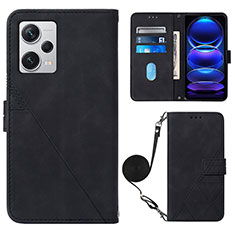Leather Case Stands Flip Cover Holder YB1 for Xiaomi Redmi Note 12 Explorer Black