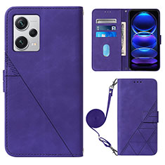 Leather Case Stands Flip Cover Holder YB1 for Xiaomi Redmi Note 12 Explorer Purple