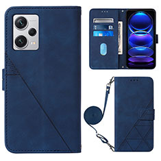 Leather Case Stands Flip Cover Holder YB1 for Xiaomi Redmi Note 12 Pro+ Plus 5G Blue