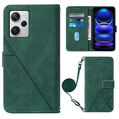 Leather Case Stands Flip Cover Holder YB1 for Xiaomi Redmi Note 12 Pro+ Plus 5G Green