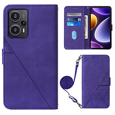 Leather Case Stands Flip Cover Holder YB1 for Xiaomi Redmi Note 12 Turbo 5G Purple