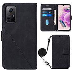 Leather Case Stands Flip Cover Holder YB1 for Xiaomi Redmi Note 12S Black