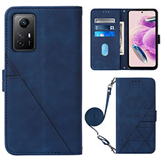 Leather Case Stands Flip Cover Holder YB1 for Xiaomi Redmi Note 12S Blue