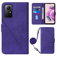 Leather Case Stands Flip Cover Holder YB1 for Xiaomi Redmi Note 12S Purple