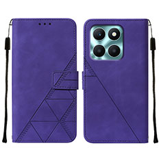 Leather Case Stands Flip Cover Holder YB2 for Huawei Honor X8b Purple