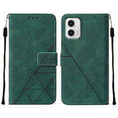 Leather Case Stands Flip Cover Holder YB2 for Motorola Moto G73 5G Green