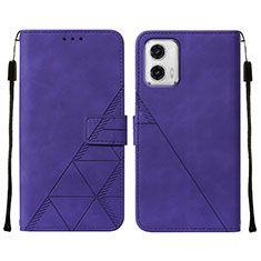 Leather Case Stands Flip Cover Holder YB2 for Motorola Moto G73 5G Purple